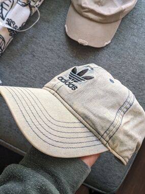 Adidas Trefoil Beige Distressed Baseball Cap